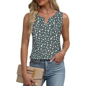 Blooming Jelly Womens Grey Floral Sleeveless Basic Loose Casual Summer Tank Top